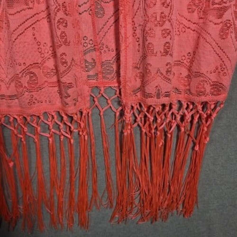 Charlotte Russe Open Front Fringed Crochet Lace Kimono Cardigan Cover Up Sz XS - Picture 8 of 10